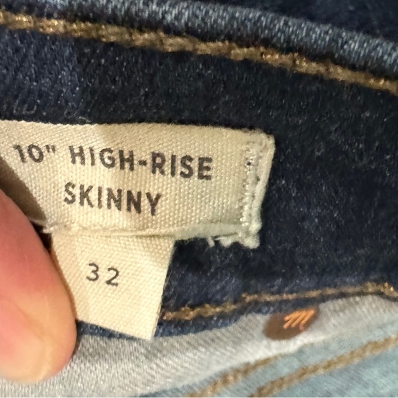 MADEWELL 10” HIGH RISE SKINNY jeans hi waisted dark blue denim womens size 32 - Picture 7 of 12